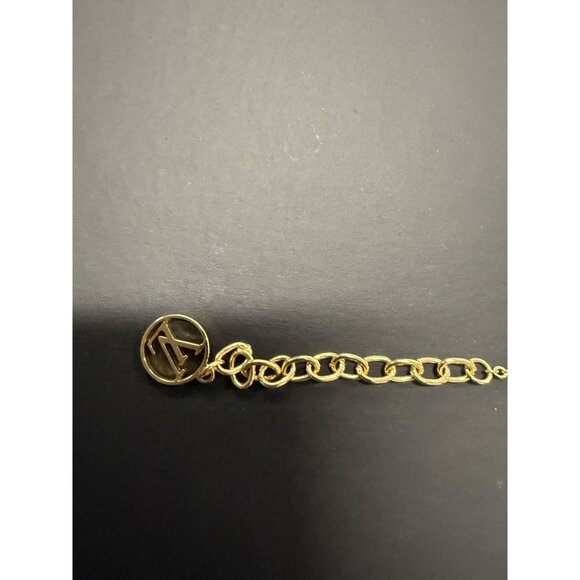 Louis Vuitton Gold-Tone Bracelet With LV Logo & Flower Charm Adjustable Chain In - Picture 5 of 8